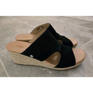 Ugg Black Suede Espadrilles Sandals Wedges Womens 10